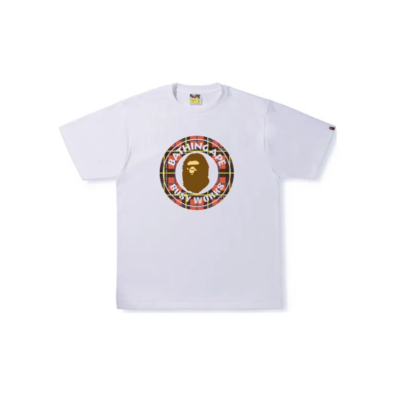 A BATHING APE Logo Check Busy Works Tee-3