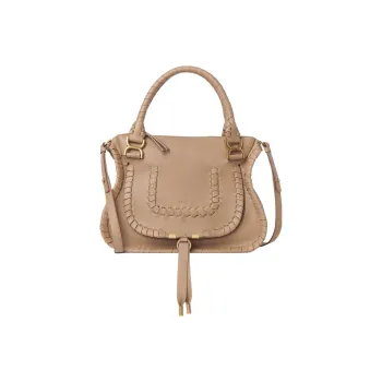 Chloe Marcie Calfskin Shoulder Bag Crossbody Bag Handbag Medium Size Women's Camel