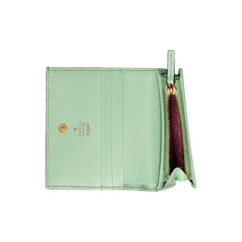 GUCCI Bananya Banana Meow Collaboration Limited Edition Leather Wallet Women's Light Green-3