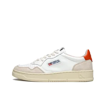 AUTRY Medalist Leather Suede Low White Beige Orange Women's