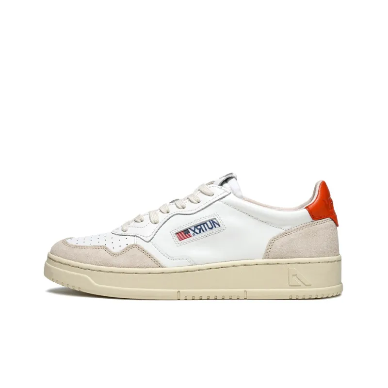 AUTRY Medalist Leather Suede Low White Beige Orange Women's-0