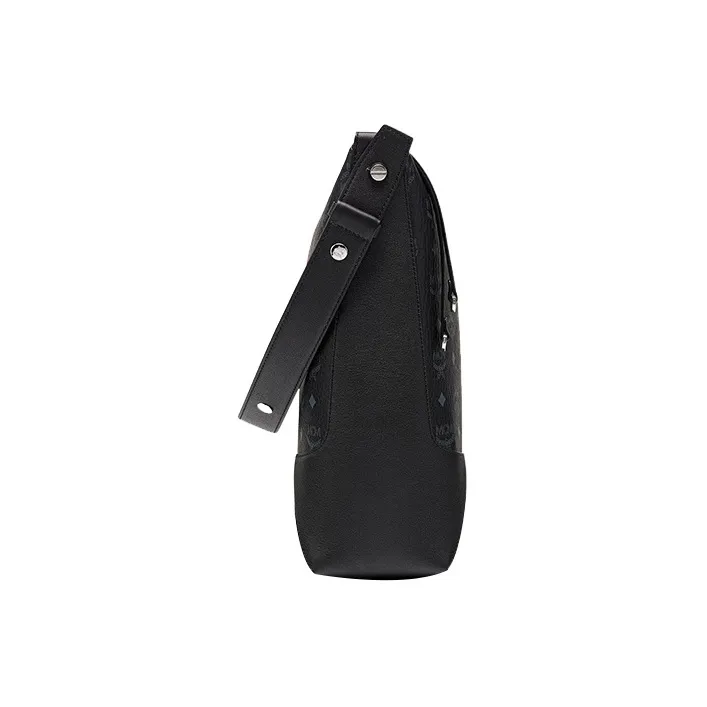 MCM Aren Coated Canvas With Nappa Leather Hobo Bag Portable Crossbody Bag Shoulder Bag Large Size Women's Black-2