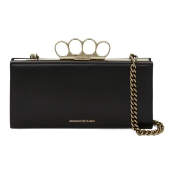 Alexander McQueen THE FOUR RING Calfskin Wallet Women's Black