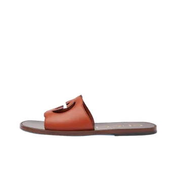 GUCCI Interlocking Odor Resistant Slide Slippers Men's Brown
