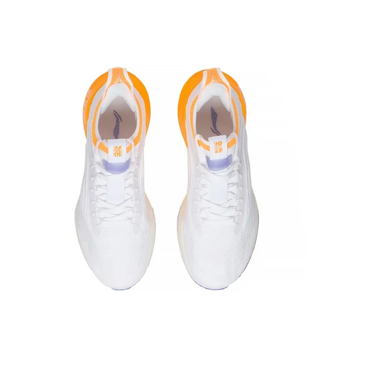 LiNing Jueying Essential Slip Resistant Breathable Low Top Running Shoes Women's White Orange-3