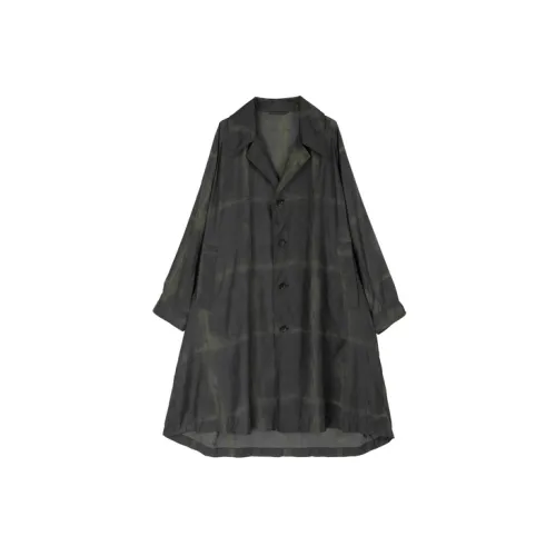 CROQUIS Trench Coats Unisex 099 Black Floral Pattern