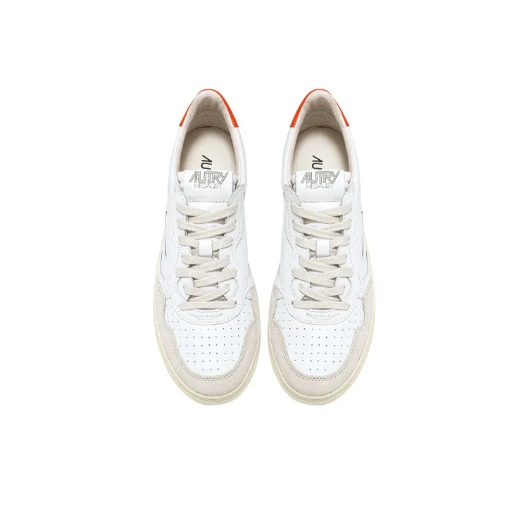 AUTRY Medalist Leather Suede Low White Beige Orange Women's-2