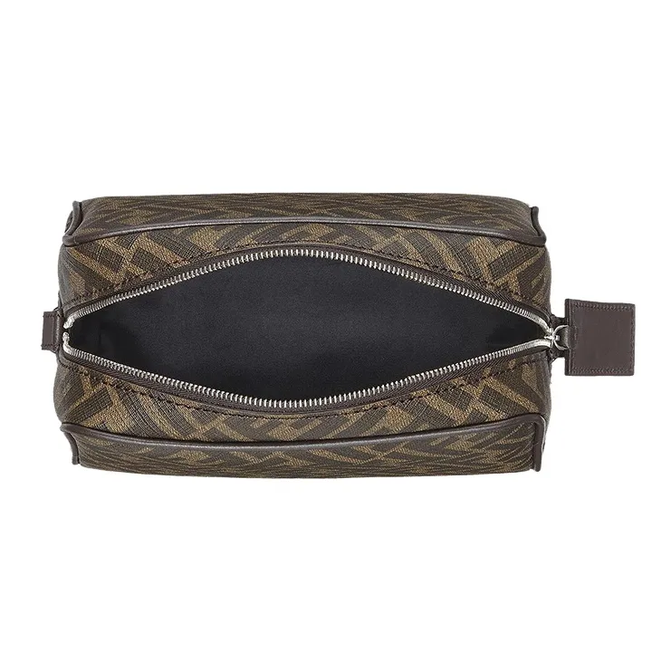 FENDI Cow Leather Makeup Bag Men's Brown-2