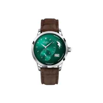 GLASHUTTE ORIGINAL PANO Automatic Mechanical Movement Men's Watch Green Dial Genuine Leather Strap