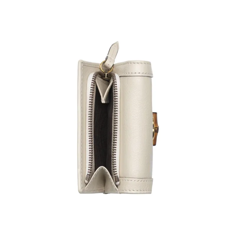 GUCCI Diana Leather Wallet Medium Size Women's White-3