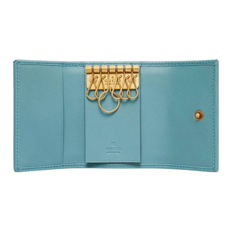 GUCCI Leather Key Pouch Women's Light Blue-3