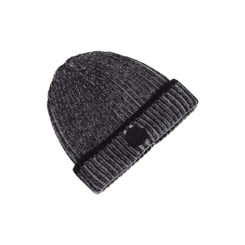 Moncler Wool Beanies Unisex Gray Black-2