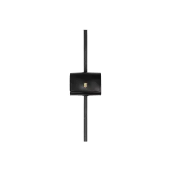 Burberry Calfskin Hanging Chain Coin Purse Earphone Case Unisex Black