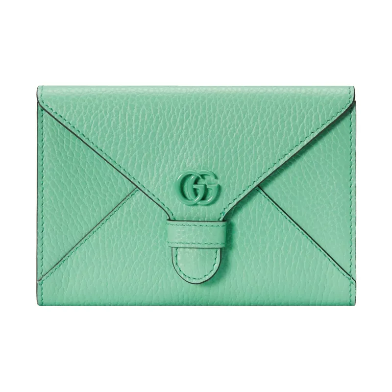 GUCCI Marmont Leather Wallet, Card Holder Women's Mint Green-0