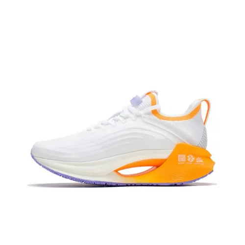 LINING Jueying Essential Running Shoes Women's Low-Top Standard White/Fluorescent Mango Orange