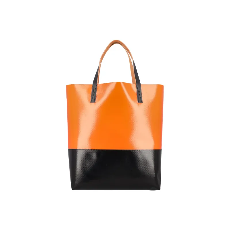 MARNI Tribeca Calfskin Tote Bag Shopping Bag Shoulder Bag Handbag Men's Orange/Black-3
