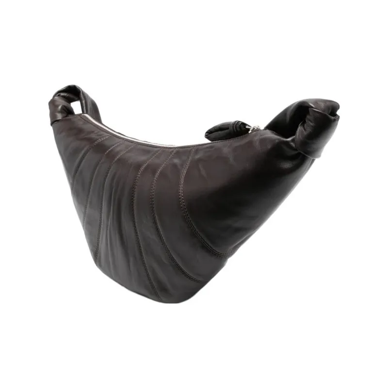 Lemaire Croissant Series Sheepskin Croissant Bag, Shoulder Bag, Crossbody Bag Medium Size Unisex Dark Chocolate Brown-1