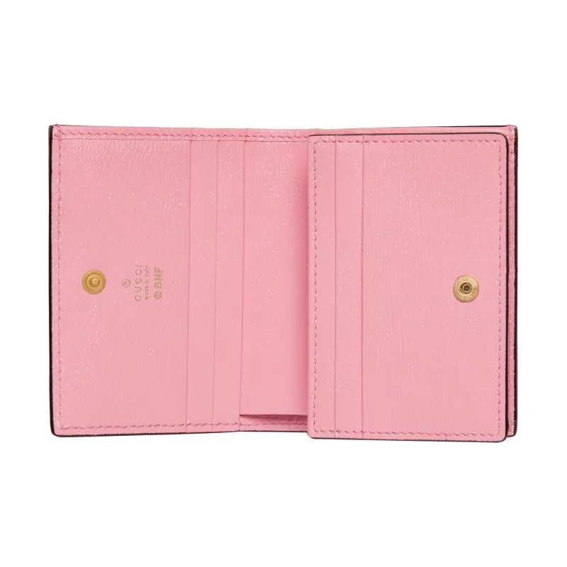 GUCCI Bananya Banana Meow, Collaboration Limited Edition Leather Wallet, Card Holder Regular Women's Pink-3