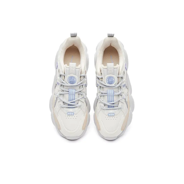 Erke Cushioning, Slip Resistant, And Abrasion Resistant Low Top Sports Casual Shoes Women's Ivory White-4
