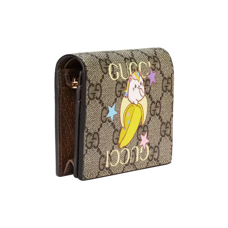 GUCCI Rainbow And Stars Bananya Print Card Case Beige And Ebony Gg Supreme-1