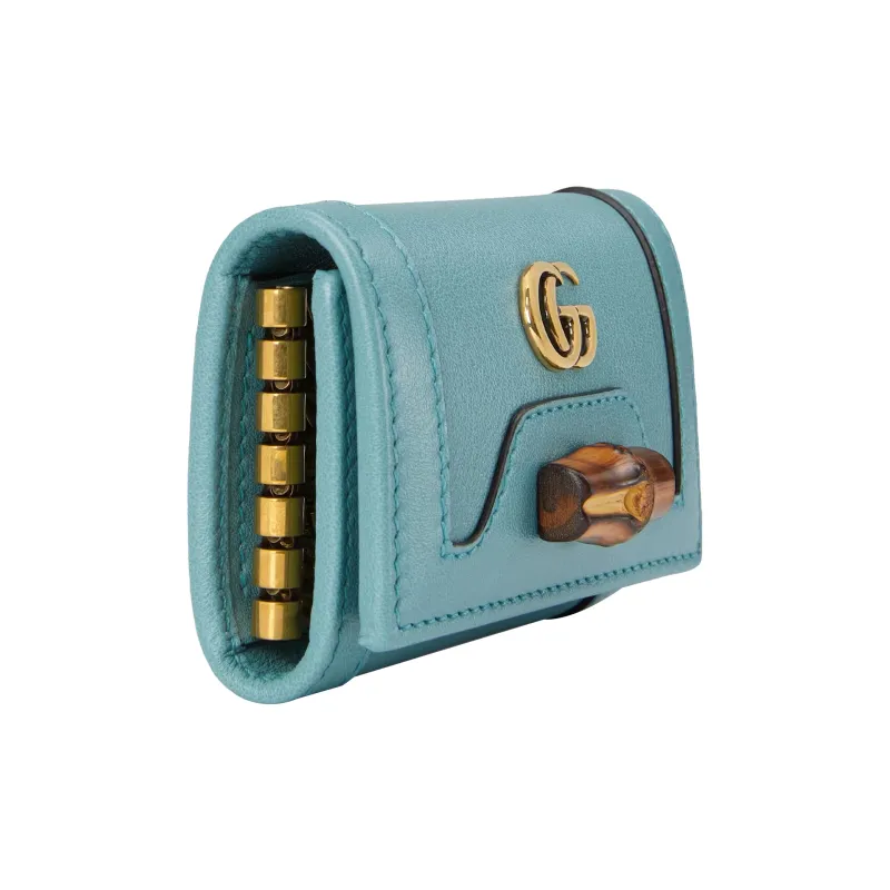 GUCCI Leather Key Pouch Women's Light Blue-1