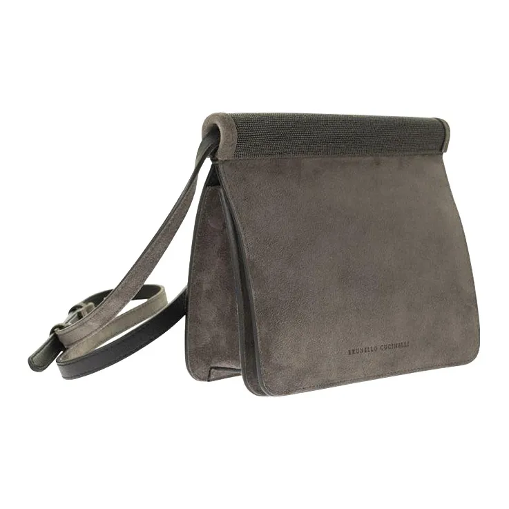 Brunello Cucinelli Suede Shoulder Bag Crossbody Bag Women's Gray-1