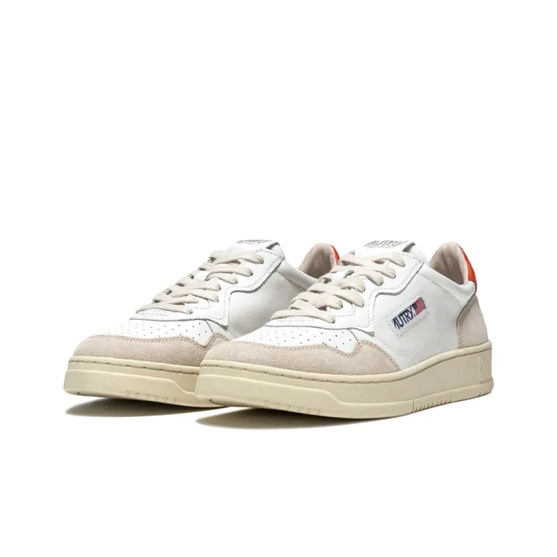 AUTRY Medalist Leather Suede Low White Beige Orange Women's-1