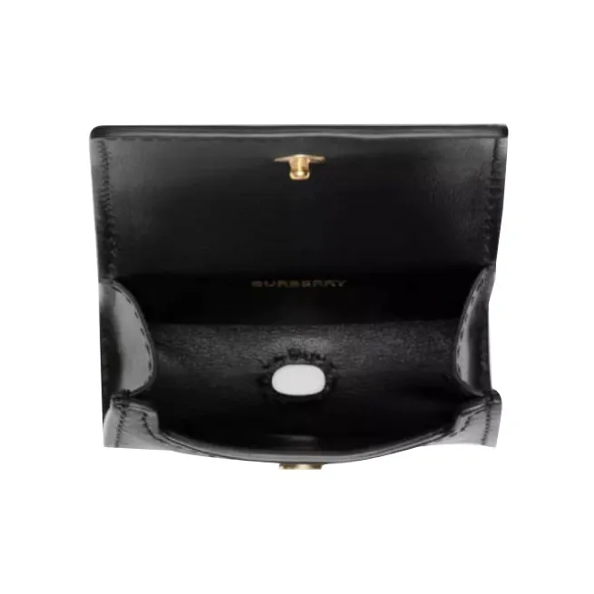 Burberry Calfskin Hanging Chain Coin Purse Earphone Case Unisex Black-3
