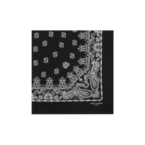 SAINT LAURENT Silk Scarves Women's Black/White