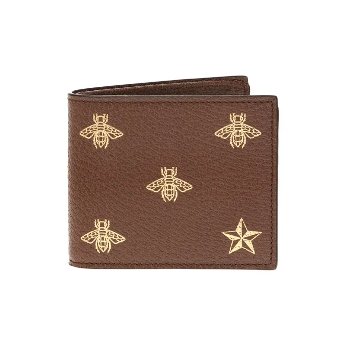 GUCCI Leather Card Holder Wallet Men's Brown-0