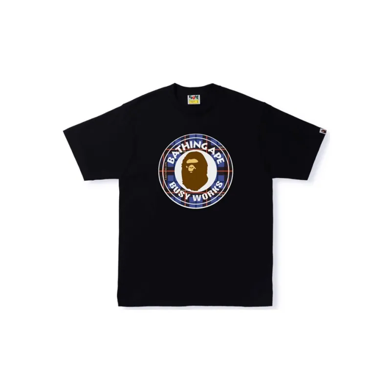 A BATHING APE Logo Check Busy Works Tee-0