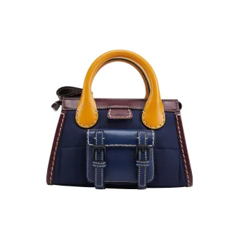 Chloe Edith Shiny Calfskin Detail Shoulder Bag Crossbody Bag Handbag Mini Women's Blue
