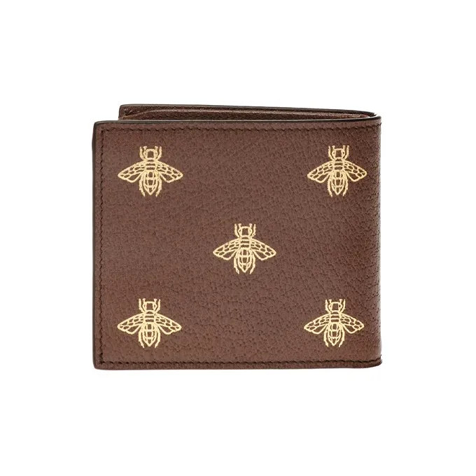 GUCCI Leather Card Holder Wallet Men's Brown-2