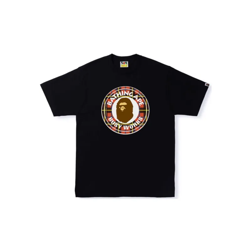 A BATHING APE Logo Check Busy Works Tee-1