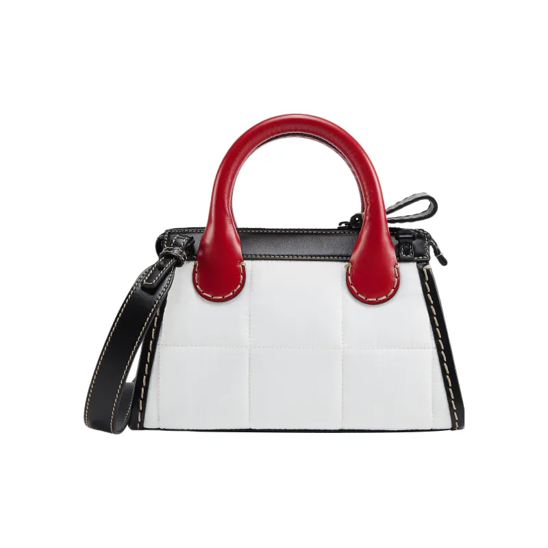 Chloe Edith Shiny Calfskin Detail Shoulder Bag Crossbody Bag Handbag Mini Women's Black/White/Red-1