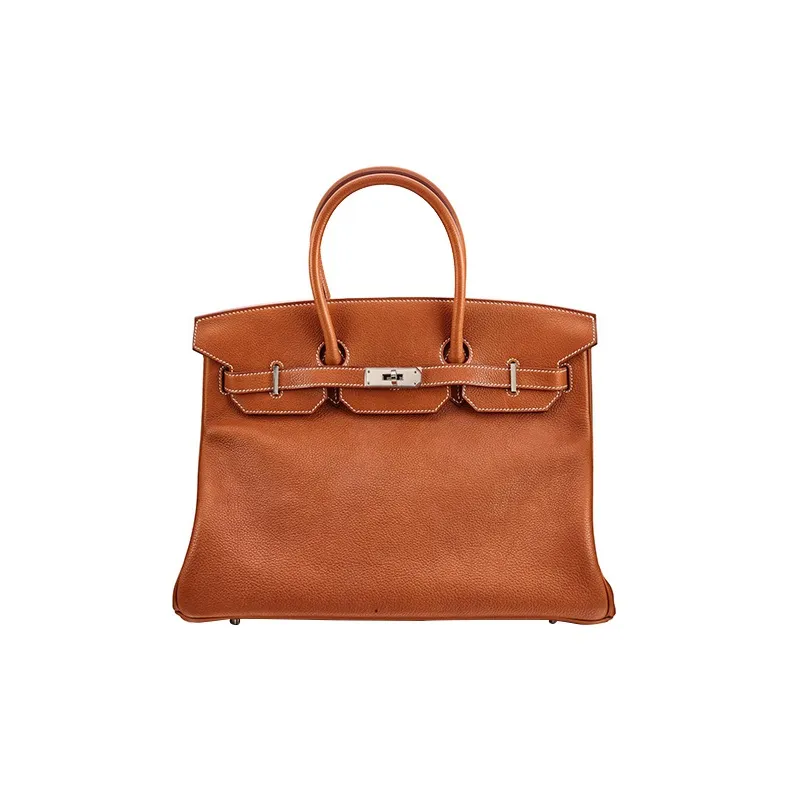 HERMES Birkin Barenia Cow Leather Birkin Bag Handbags Women's 34 Fauve Light Tawny-0