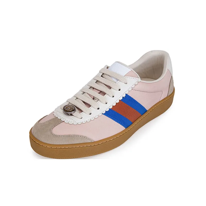 GUCCI G74 Web Low-Top Stylish Skateboarding Shoes Women's Pink Blue Shopping Bag-2