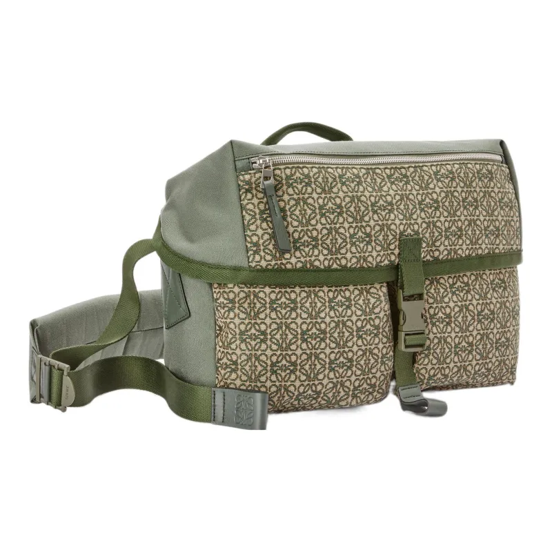 LOEWE Anagram Basket Anagram Jacquard Canvas Messenger Bag Shoulder Bag Crossbody Bag Men's Khaki Green-1
