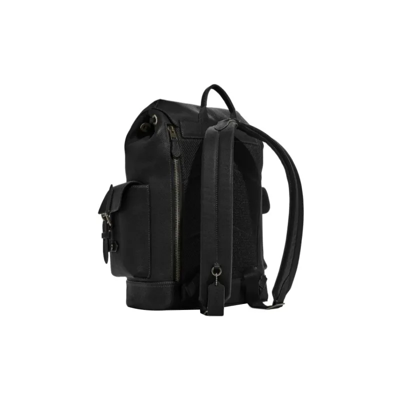 COACH Hudson Natural Grain Leather Backpack Tubas Men's Black-1