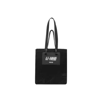 LiNing Polyurethane Knitted Fabric Tote Bag Shopping Bag Handbag Regular Unisex Black