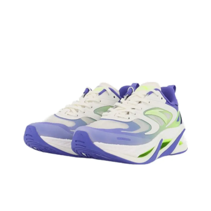 Anta Cushioned Slip-Resistant Abrasion-Resistant Low-Top Running Shoes Men's White Purple Green-2