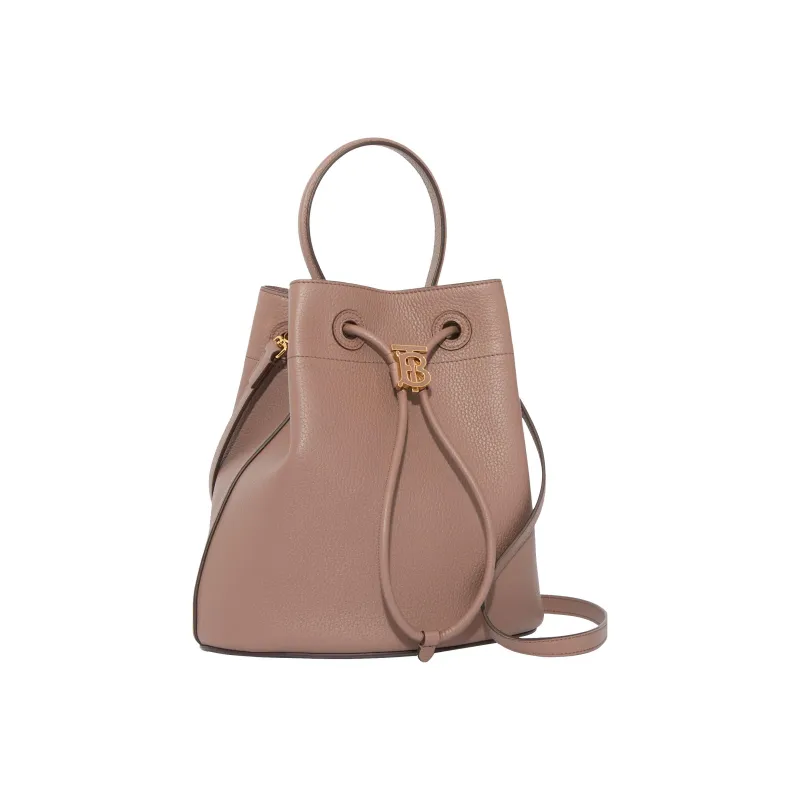 Burberry Grained Cow Leather Bucket Bag Portable Crossbody Bag Shoulder Bag Women's Light Saddle Brown-1