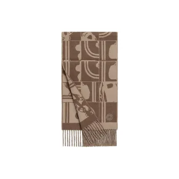 HERMES Cashmere Knit Scarves Unisex Brown/Khaki