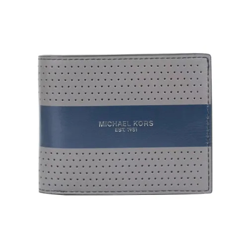 MICHAEL KORS Kent Cow Leather Card Clip Zero Wallet Wallet Men's Gray & Blue