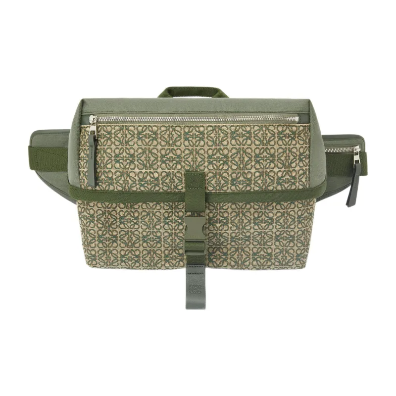 LOEWE Anagram Jacquard With Canvas Shoulder Bag Regular Men's Khaki Green-0