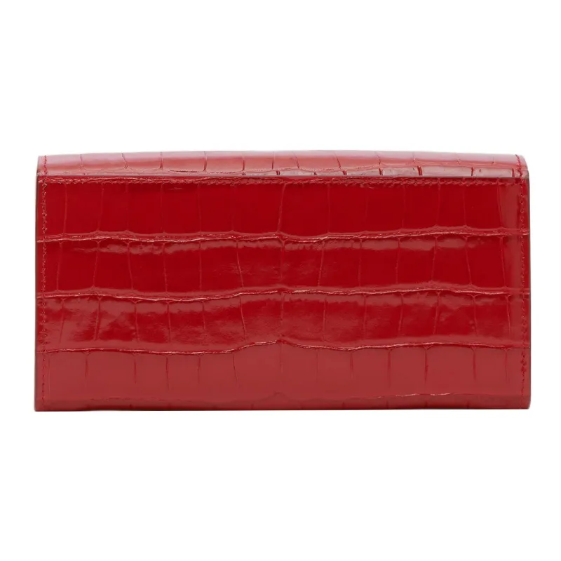 Burberry Calfskin Wallet Women's Deep Red-1