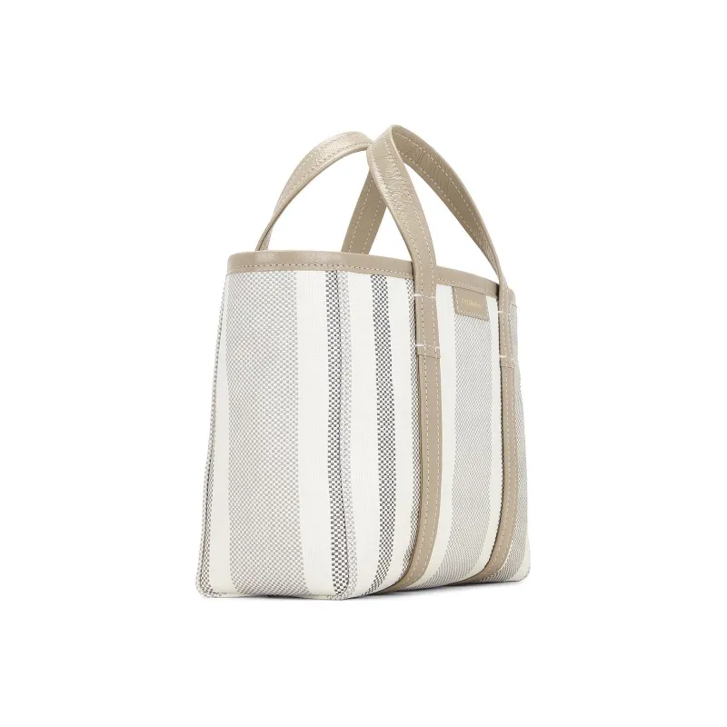 Balenciaga Barbes Raffia With Leather Trim Shoulder Bag Crossbody Bag Handbag Women's White/Gray-1