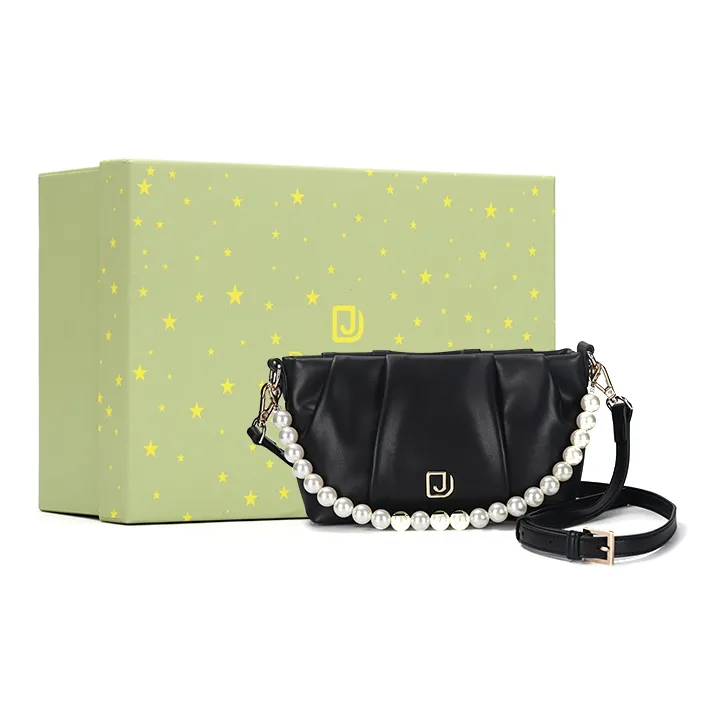 DEERE JACK Cow Leather Shoulder Bag, Cloud Bag, Handbag, Shoulder Bag, Crossbody Bag Medium Size Women's Black/White-18
