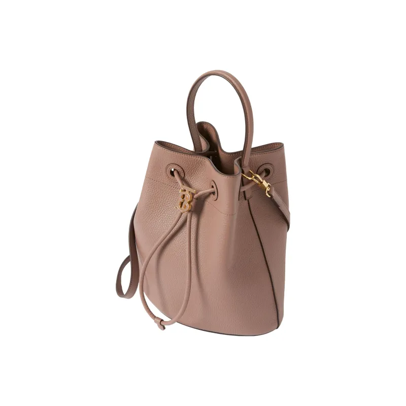 Burberry Grained Cow Leather Bucket Bag Portable Crossbody Bag Shoulder Bag Women's Light Saddle Brown-3