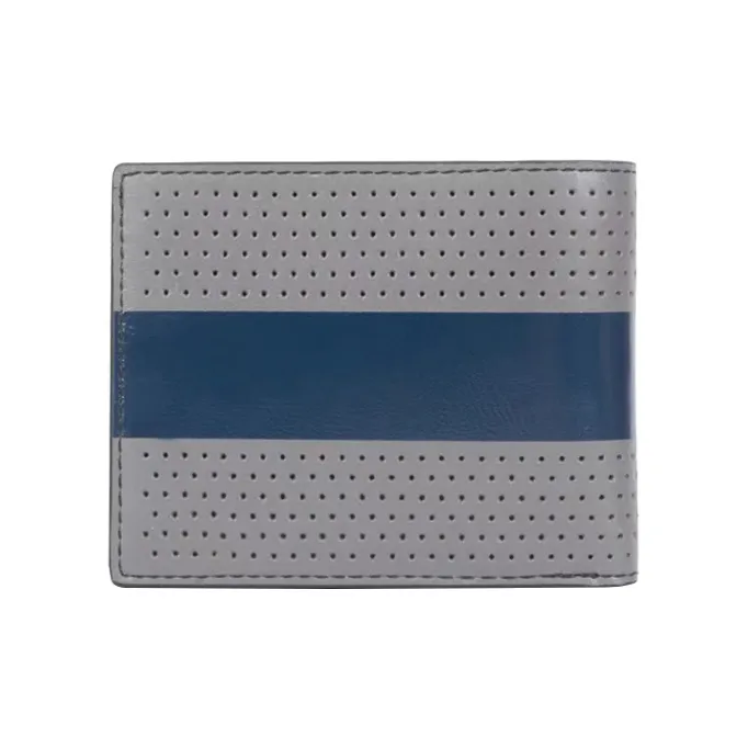 MICHAEL KORS Kent Cow Leather Card Clip Zero Wallet Wallet Men's Gray & Blue-1